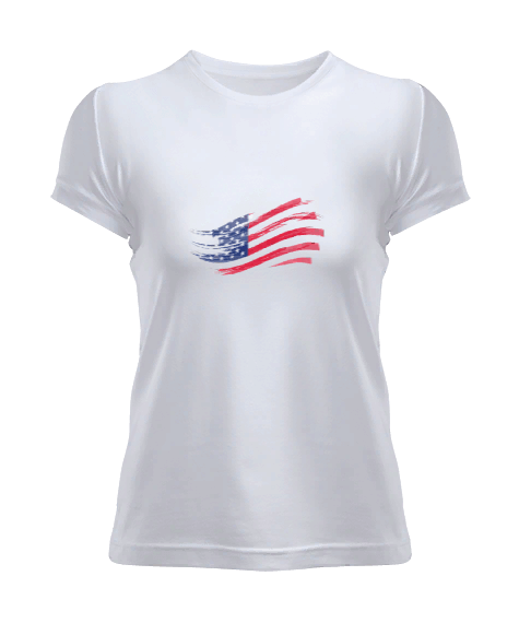 Tisho - USA Bayrak Baskılı Kadın Tişört