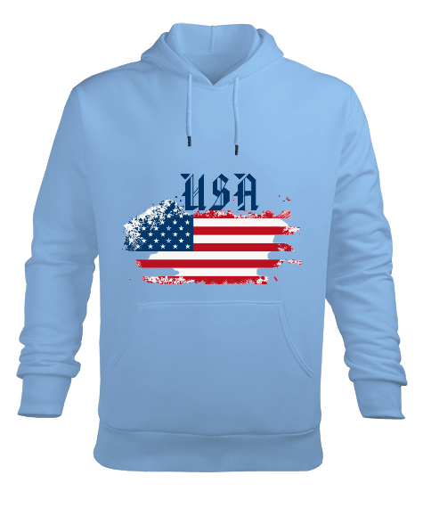 Tisho - Usa flag Usa Bayrak Erkek Kapüşonlu Hoodie Sweatshirt