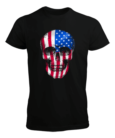 Tisho - USA Skull Flag Erkek Tişört