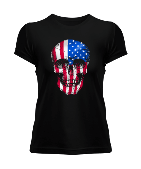 Tisho - USA Skull Flag Kadın Tişört