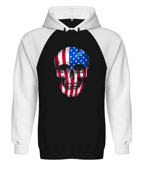 Tisho - USA Skull Flag Orjinal Reglan Hoodie Unisex Sweatshirt