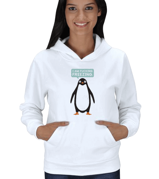 Tisho - üşüyen penguen Kadın Kapşonlu