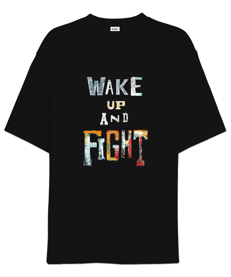 Tisho - Uyan ve Savaş Text Baskılı Oversize Unisex Tişört