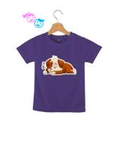 Uykuya dalmış sevimli köpek baskılı Mor Çocuk Unisex - Tisho