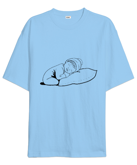 Tisho - uyuyan bebek Buz Mavisi Oversize Unisex Tişört