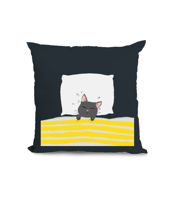 Tisho - Uyuyan kedi illüstrasyon Kare Yastık