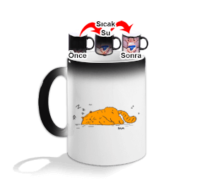 Uyuyan Kedi Temalı Sihirli Kupa Bardak - Thumbnail