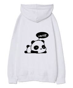 Uyuyan panda Oversize Unisex Kapüşonlu Sweatshirt - Thumbnail