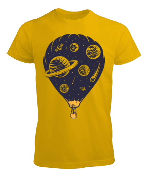 Uzay İşlemeli Balon İllüstrasyonu Erkek Tişört