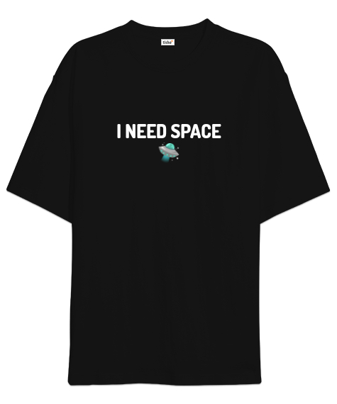 Tisho - Uzay Space Siyah Oversize Unisex Tişört