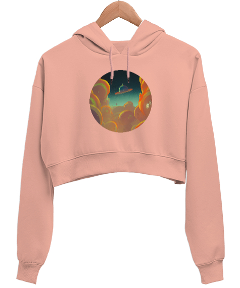 Tisho - Uzay Yavru Ağzı Kadın Crop Hoodie Kapüşonlu Sweatshirt