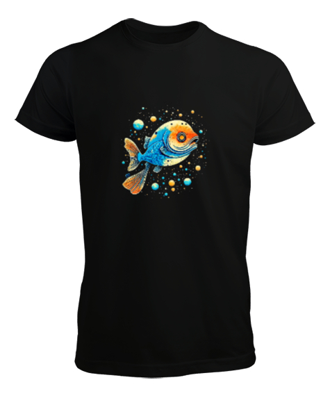 Tisho - Uzaydaki balık Siyah Erkek Tişört
