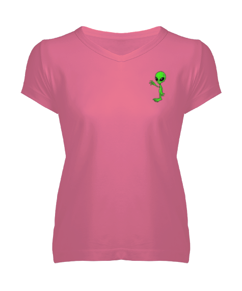 Tisho - Uzaylı Kadın V Yaka Tişört