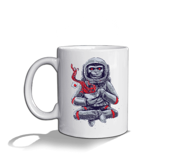 Tisho - Uzaylı maymun çay içerken Beyaz Kupa Bardak