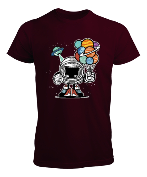 Tisho - Uzaylı ve Balon Gezegenler V2 Bordo Erkek Tişört