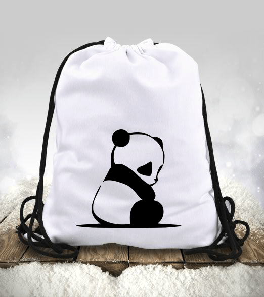 Tisho - üzgün panda, çanta Büzgülü spor çanta