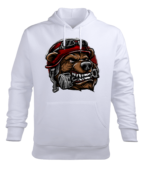 Tisho - Vahşi ayı dambıl Erkek Kapüşonlu Hoodie Sweatshirt