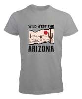 Vahşi Batı Arizona - Wild West Gri Erkek Tişört - Tisho