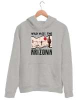 Vahşi Batı Arizona - Wild West Gri Unisex Kapşonlu Sweatshirt - Tisho