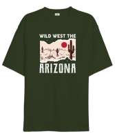 Vahşi Batı Arizona - Wild West Haki Yeşili Oversize Unisex Tişört - Tisho