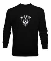 vahşi batılı panda Siyah Erkek Sweatshirt - Tisho