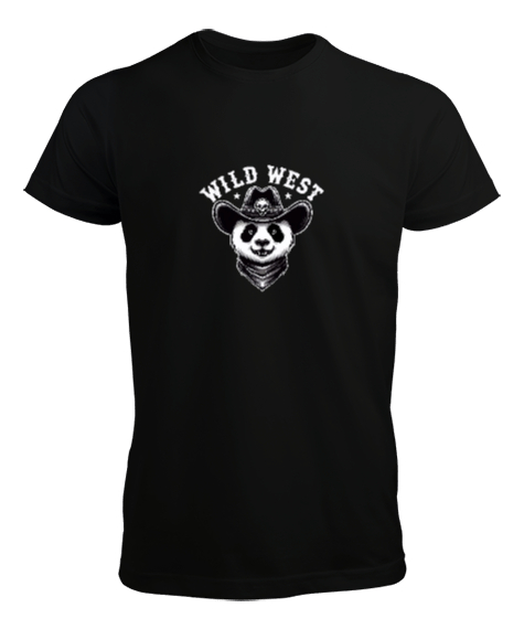 Tisho - vahşi batılı panda Siyah Erkek Tişört