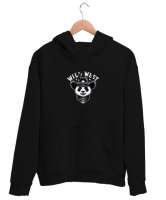 vahşi batılı panda Siyah Unisex Kapşonlu Sweatshirt - Tisho
