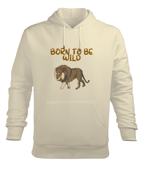 Tisho - Vahşi doğanlar aslan figürü born to be wild Erkek Kapüşonlu Hoodie Sweatshirt