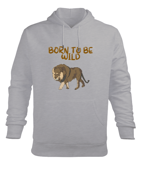 Tisho - Vahşi doğanlar aslan figürü born to be wild Erkek Kapüşonlu Hoodie Sweatshirt