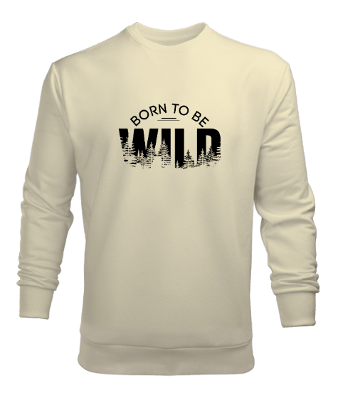 Tisho - Vahşi Doğdum - Born To Be Wild Krem Erkek Sweatshirt