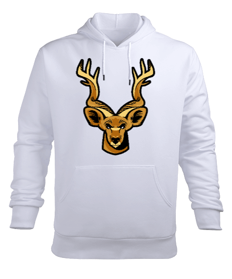 Tisho - Vahşi geyik tasarım Erkek Kapüşonlu Hoodie Sweatshirt
