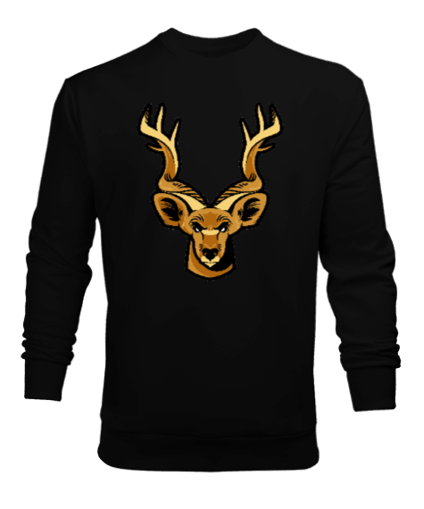 Tisho - Vahşi geyik tasarım Erkek Sweatshirt