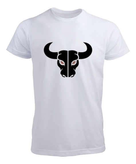 Tisho - Vahşi Güçlü Boğa Fitness Motivasyon Özel Tasarım Beyaz Erkek Tişört