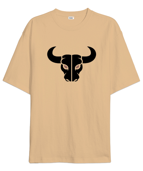 Tisho - Vahşi Güçlü Boğa Fitness Motivasyon Özel Tasarım Camel Oversize Unisex Tişört