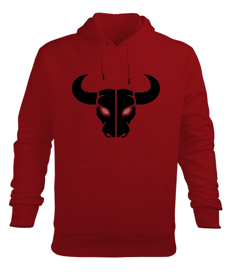 Tisho - Vahşi Güçlü Boğa Fitness Motivasyon Özel Tasarım Kırmızı Erkek Kapüşonlu Hoodie Sweatshirt