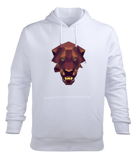 Tisho - Vahşi güçlü poligon puma Beyaz Erkek Kapüşonlu Hoodie Sweatshirt