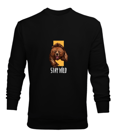 Tisho - Vahşi Kal İsimli Siyah Cool Siyah Erkek Sweatshirt