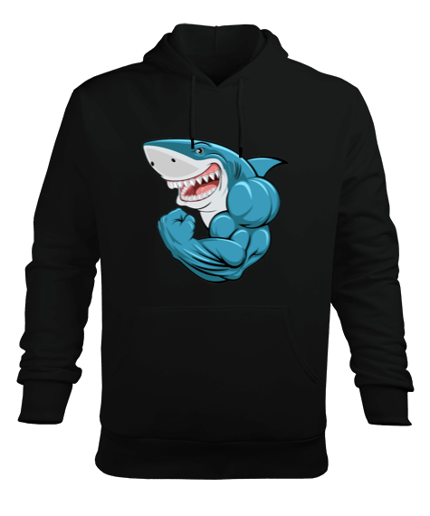 Tisho - Vahşi kaslı sporcu köpekbalığı Erkek Kapüşonlu Hoodie Sweatshirt