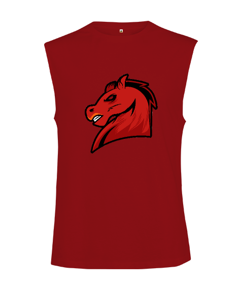 Tisho - Vahşi kırmızı at fitness Kesik Kol Unisex Tişört
