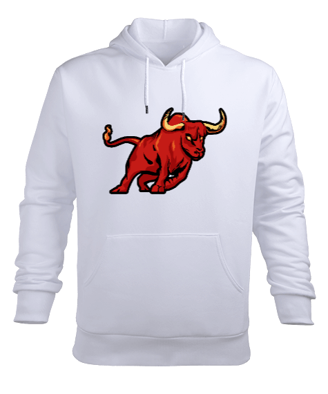 Tisho - Vahşi kırmızı boğa Erkek Kapüşonlu Hoodie Sweatshirt