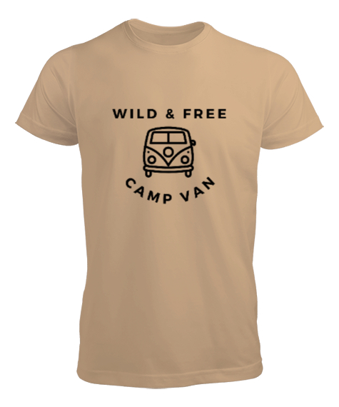 Tisho - Vahşi Özgür ve Karavan - Kampçı Özel Tasarım Camel Erkek Tişört