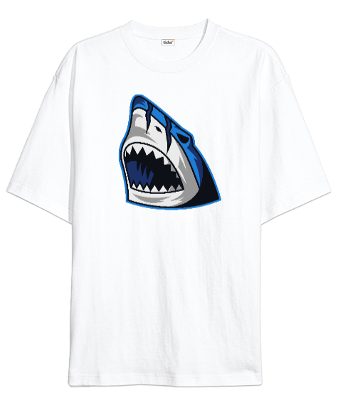 Tisho - Vahşi saldırıgan sudan çıkan dişli köpek balığı Oversize Unisex Tişört