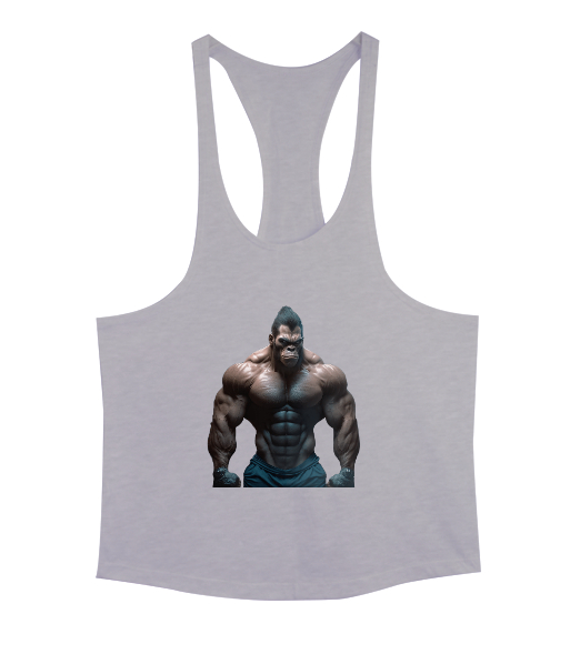 Tisho - Vahşi Yırtıcı Goril Gri Erkek Tank Top Atlet