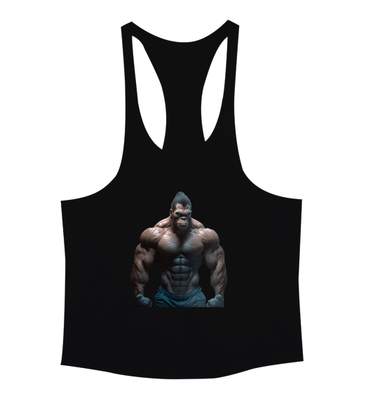 Tisho - Vahşi Yırtıcı Goril Siyah Erkek Tank Top Atlet