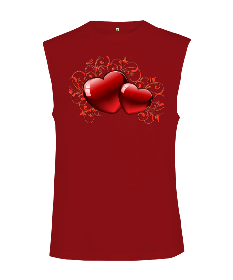 Tisho - Valentines Day love heart red Kesik Kol Unisex Tişört