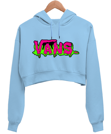 Tisho - Vans Tasarım Baskılı Kadın Crop Hoodie Kapüşonlu Sweatshirt