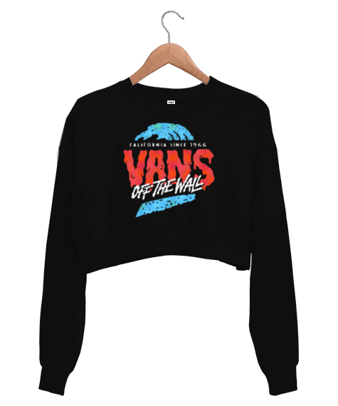 Tisho - Vans Tasarım Baskılı Kadın Crop Sweatshirt