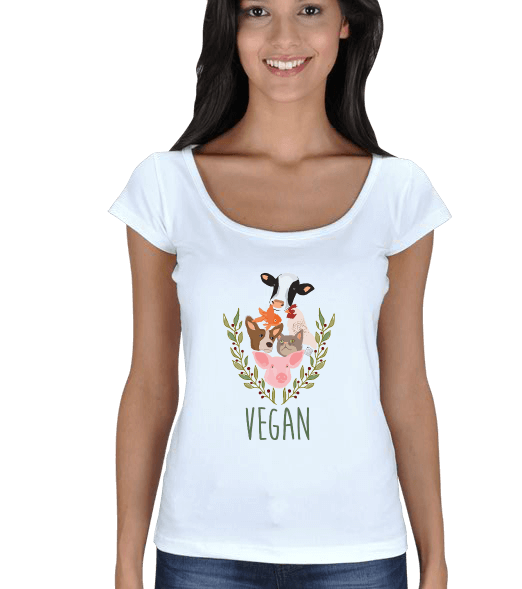 Tisho - Vegan kadın tişört Kadın Açık Yaka