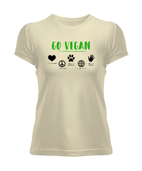Tisho - Vegan - Vejeteryan Krem Kadın Tişört