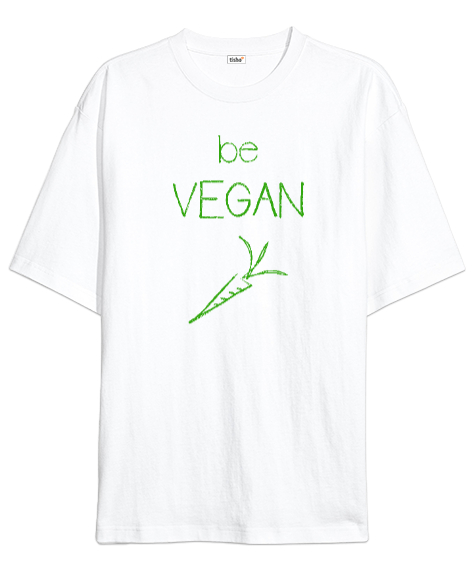 Tisho - Vegan - Vejeteryan V3 Beyaz Oversize Unisex Tişört